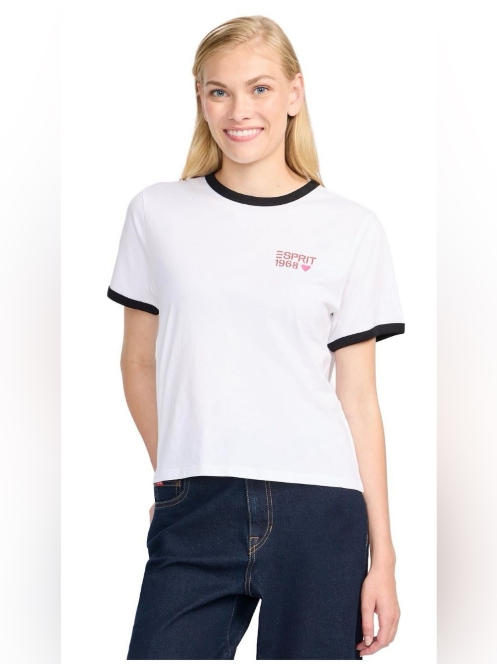 ESPRIT Women’s Short-Sleeved Ringer T-Shirt, 80s Retro, Various Sizes NWT